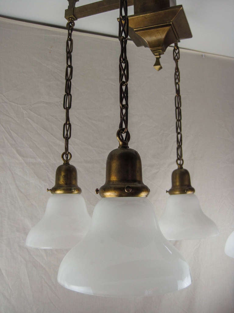 Arts & Crafts Mission Flush Mount Light Fixture (4-Light) In Excellent Condition For Sale In Vancouver, BC