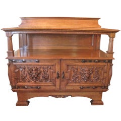 "WARINGS" Oak Sideboard w/ Carved Doors
