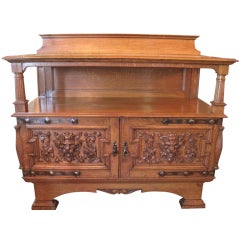 "WARINGS" Oak Sideboard w/ Carved Doors