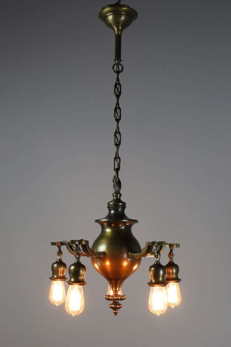 British Colonial High Quality Bare Bulb Colonial Revival Fixture For Sale