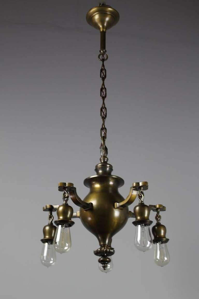 American High Quality Bare Bulb Colonial Revival Fixture For Sale
