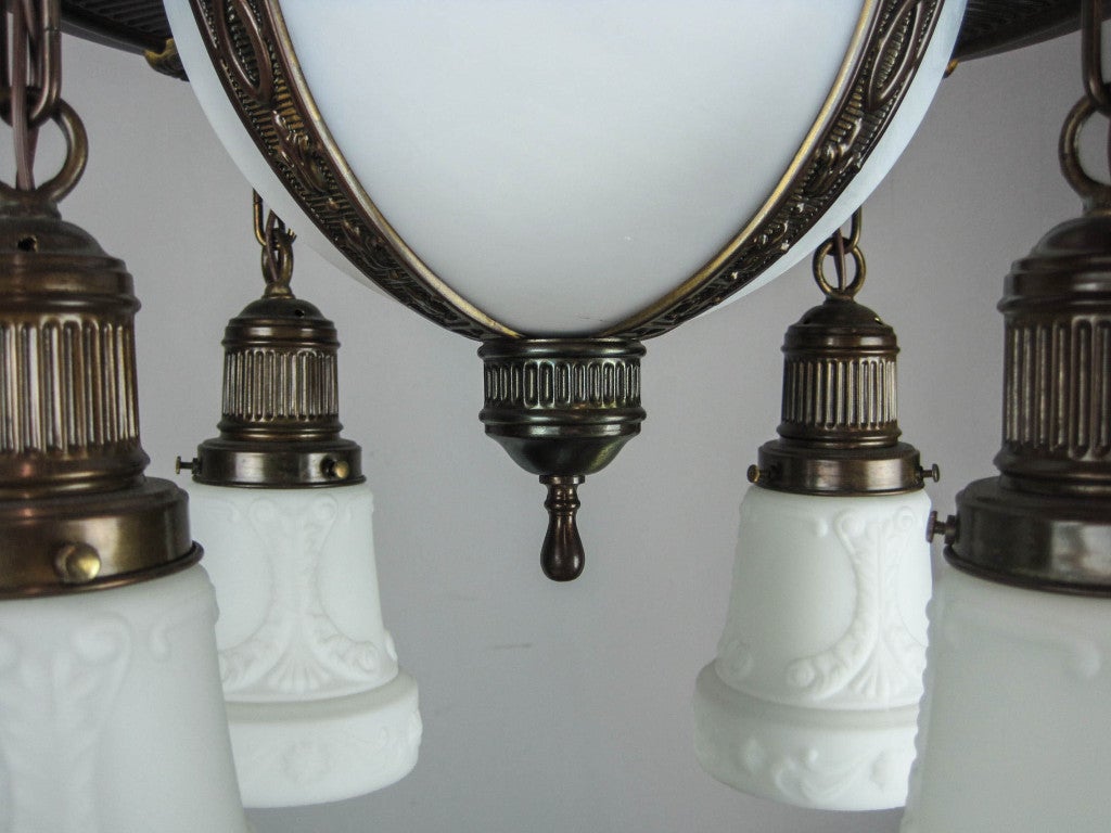 20th Century Colonial Revival Slump Glass Light Fixture For Sale