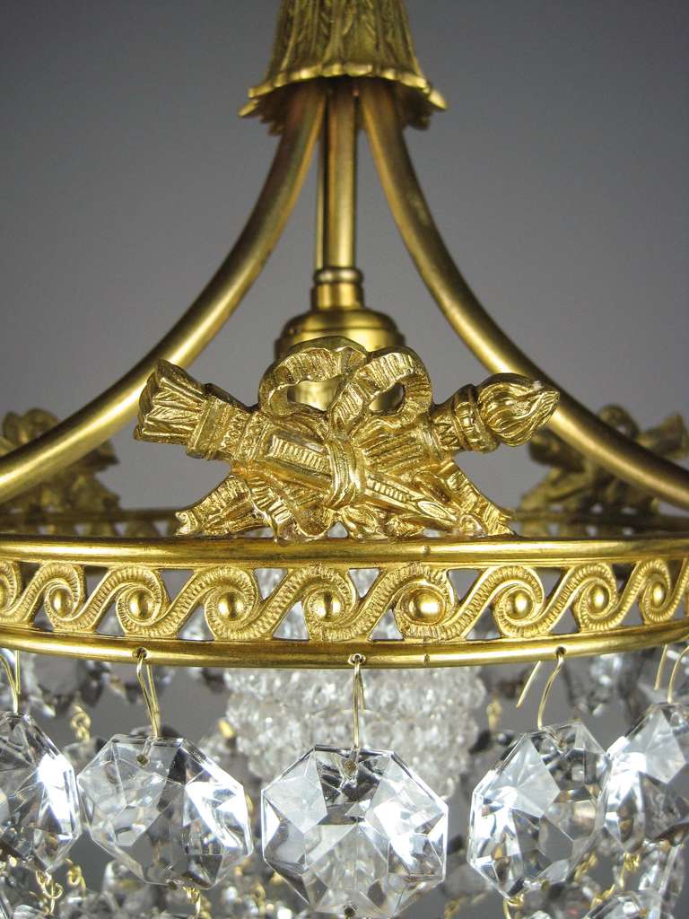 French Empire Crystal Basket Fixture Sword Motif (4-Light) For Sale 4