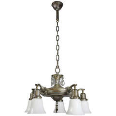 Antique Edwardian Crystal Swag Chandelier