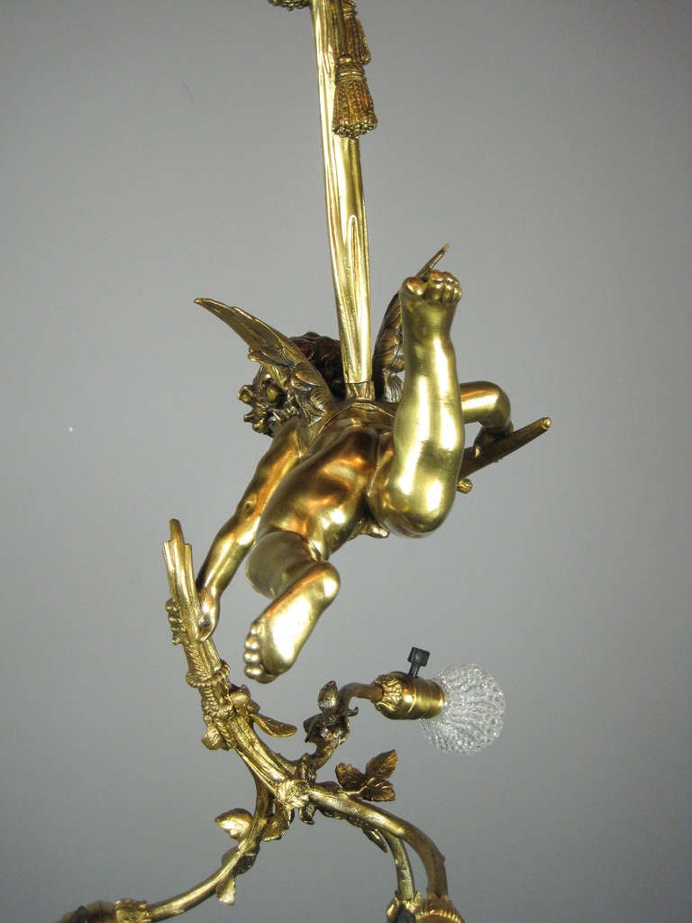 20th Century Golden Cherub Figural Light Fixture, 4-Light For Sale