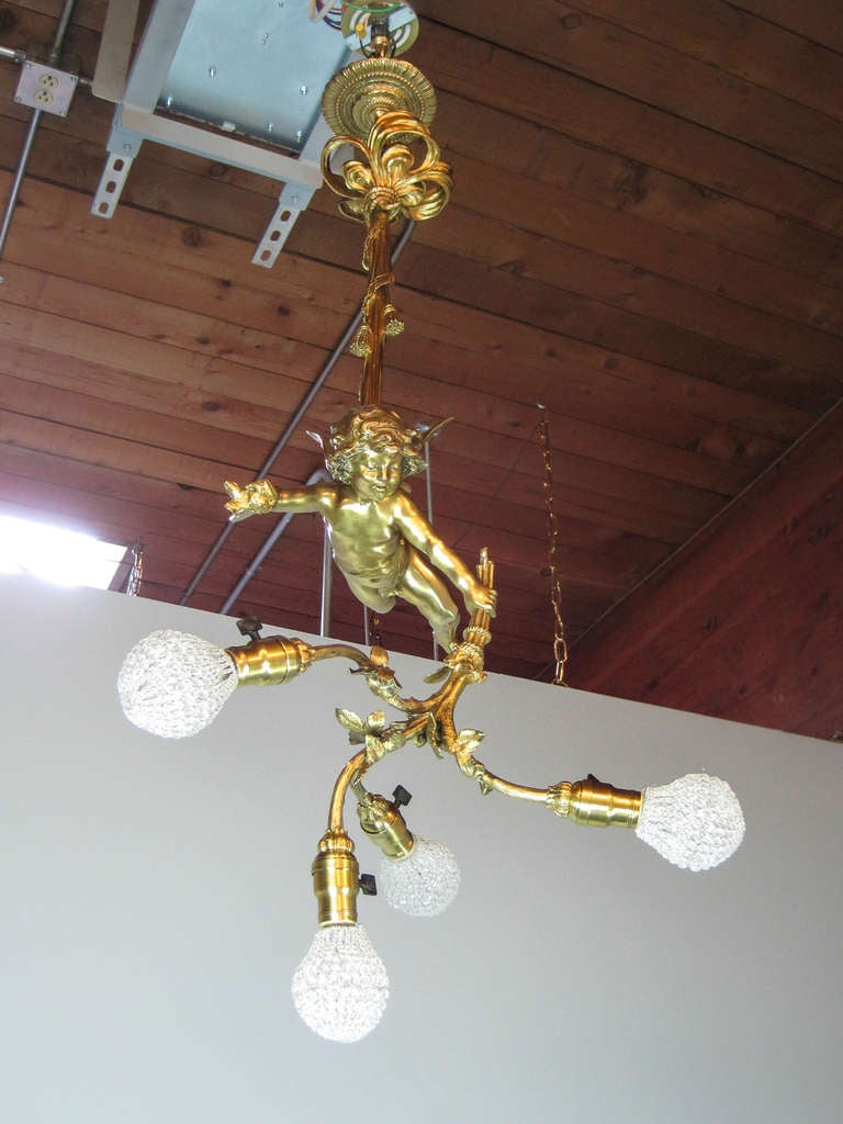 Golden Cherub Figural Light Fixture, 4-Light For Sale 3