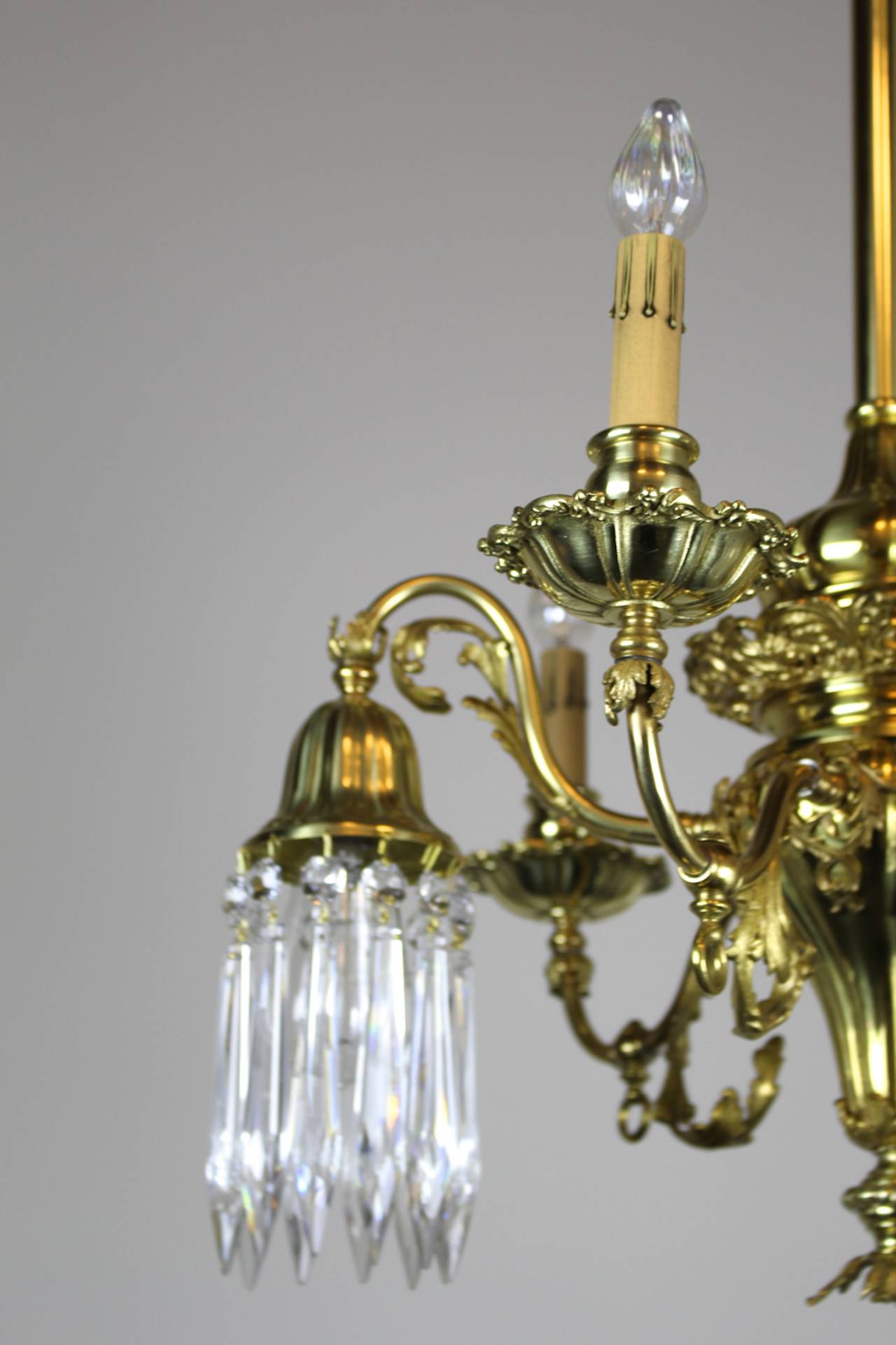 American Converted Gas-Electric Decorative Sheffield Style Chandelier For Sale