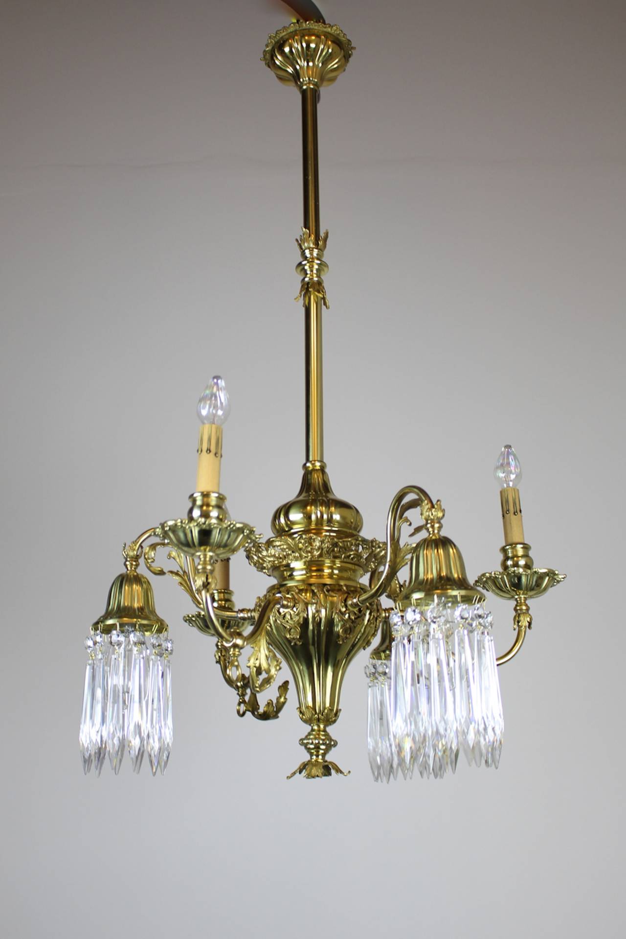 Edwardian Converted Gas-Electric Decorative Sheffield Style Chandelier For Sale