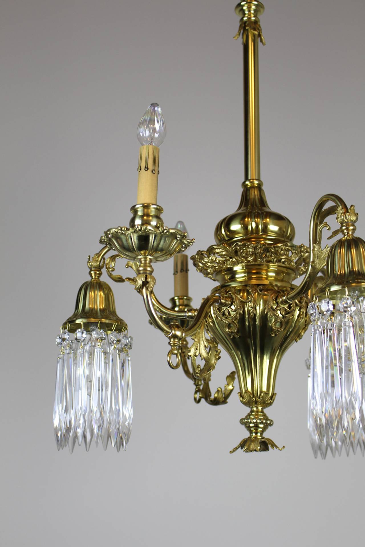 Early 20th Century Converted Gas-Electric Decorative Sheffield Style Chandelier For Sale