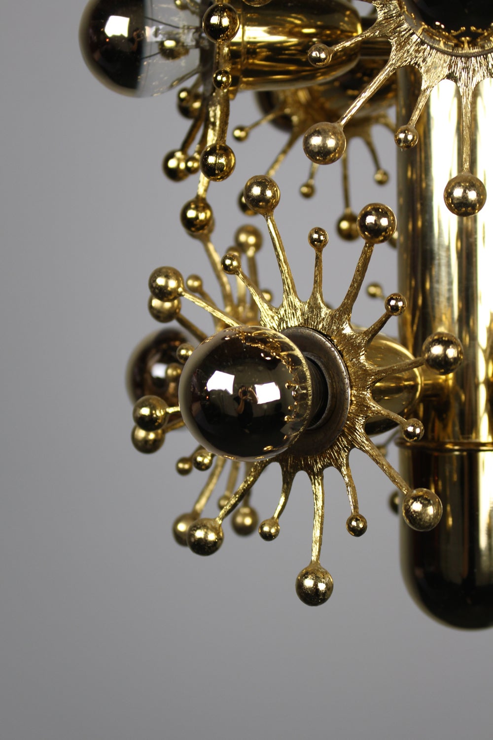 Mid-Century Modern Midcentury Gold Sputnik Style Pendant Light with Mirrored Bulbs
