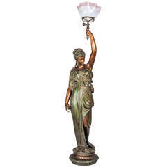 Antique "MITCHELL VANCE & CO." Goddess Newel Post Lamp