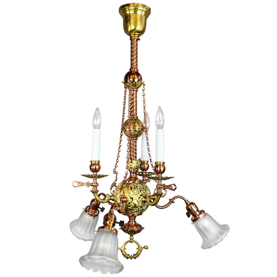 McKenney & Co. Combination Gas/Electric Light Fixture For Sale