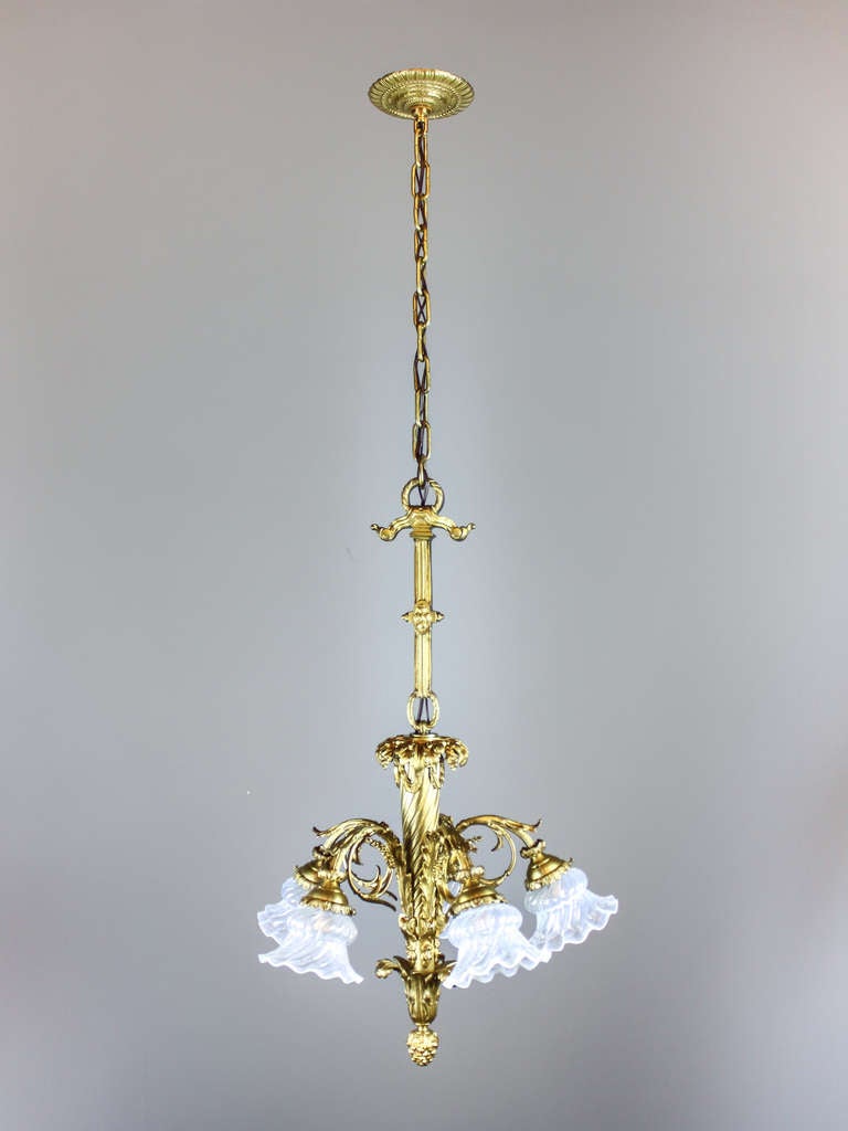 French Gilt Chandelier Light Fixture (5-Light)