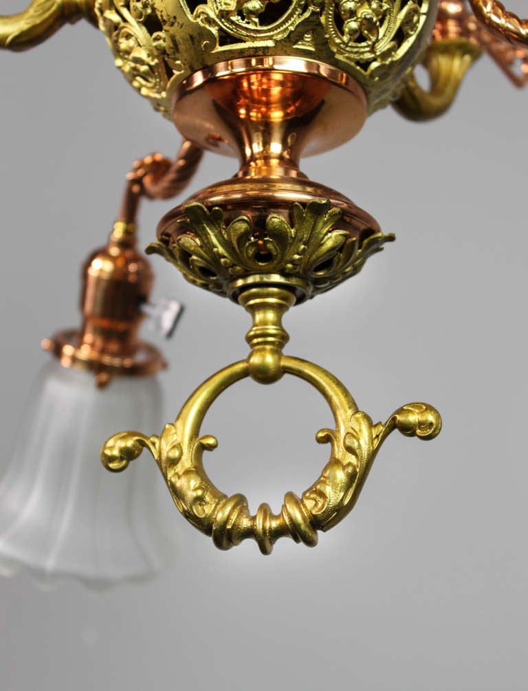 Renaissance Revival McKenney & Co. Combination Gas/Electric Light Fixture For Sale