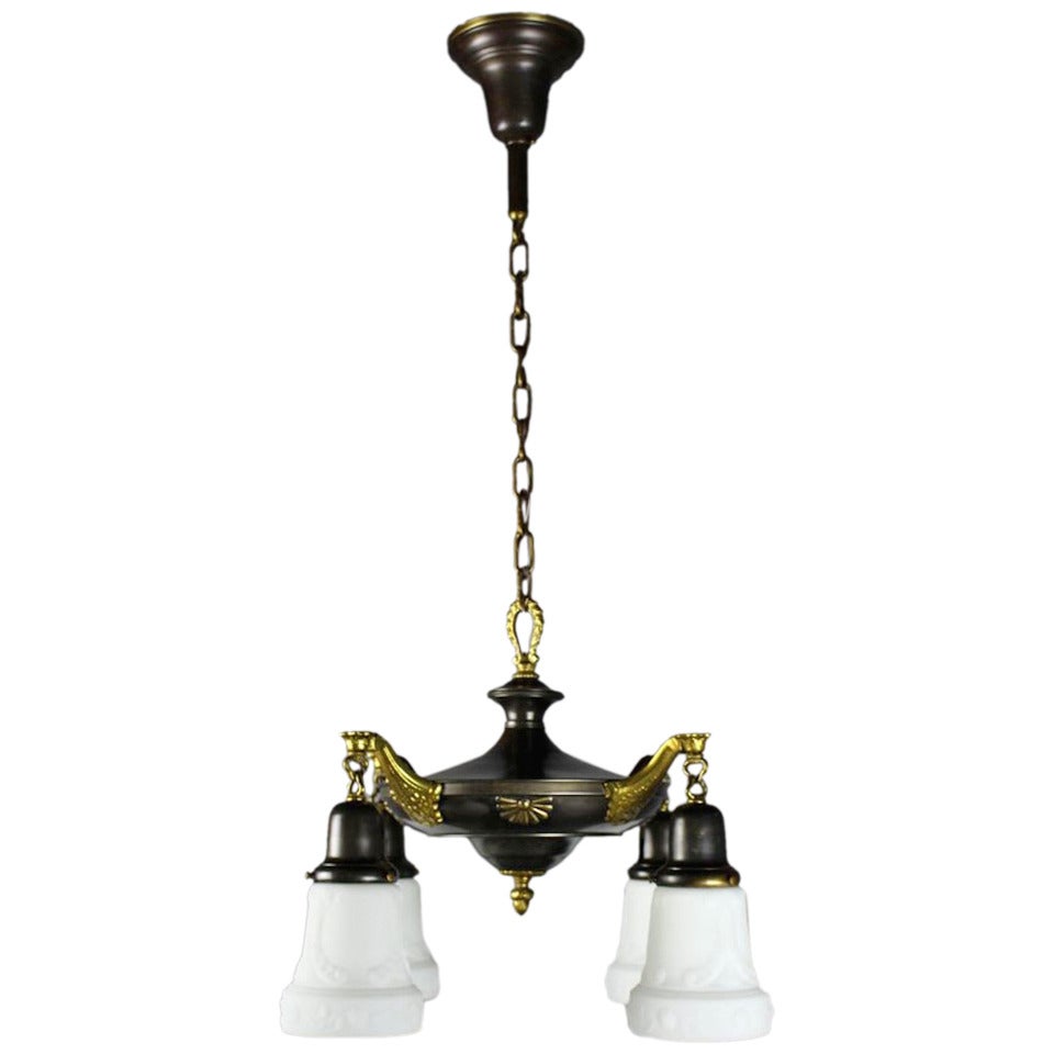 Two Tone Colonial Revival Light Fixture For Sale