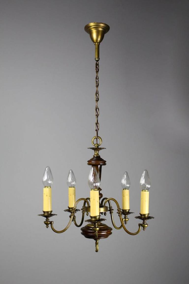 Five Light Colonial Revival Chandelier