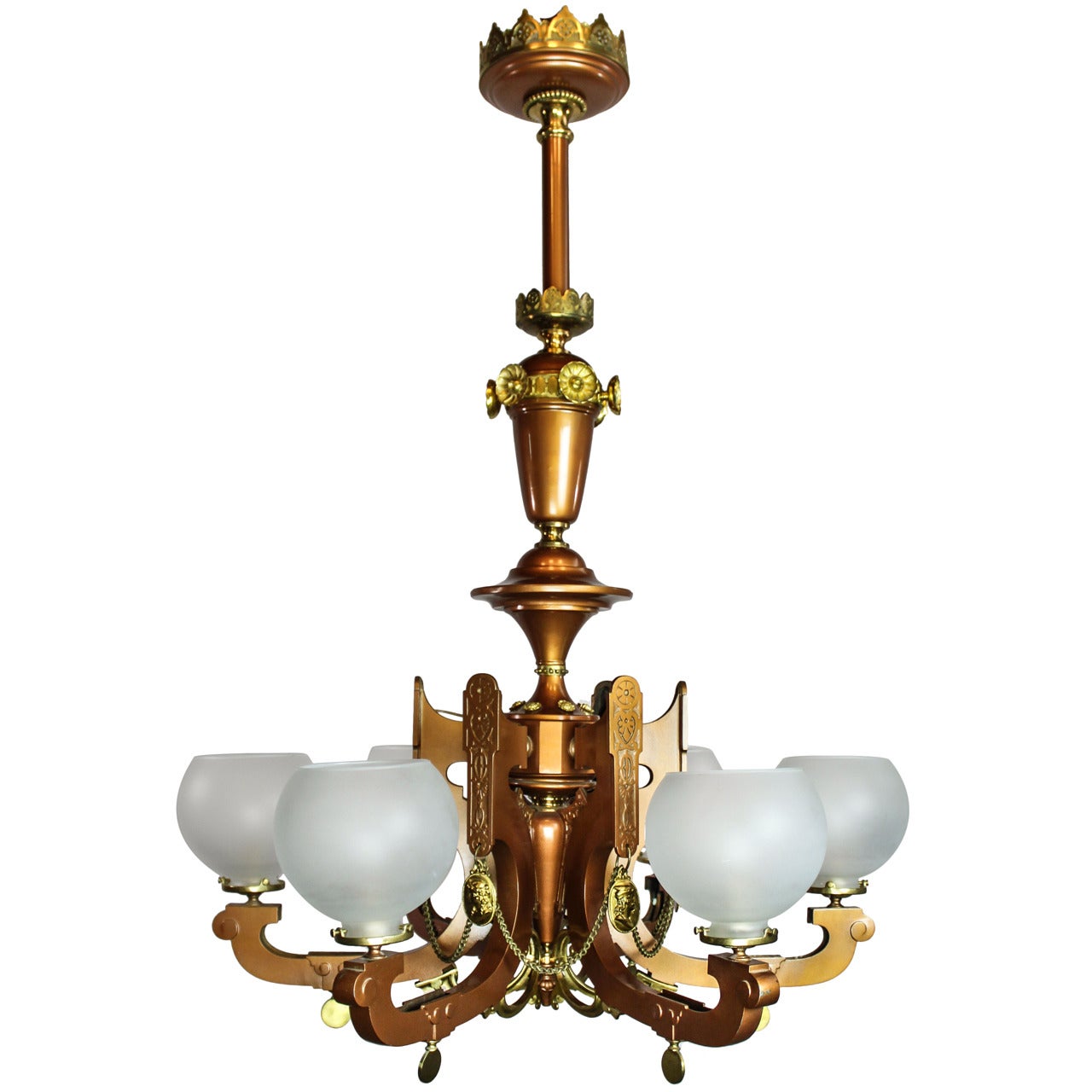 "MITCHELL, VANCE & CO." Renaissance Revival Style Spelter Fixture (6-Light) For Sale