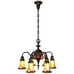 R. Williamson & Company Six-Light Sheffield Style Fixture with Art Glass
