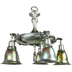 Antique Pan Light Fixture with Original Silver Finish (5-Light)