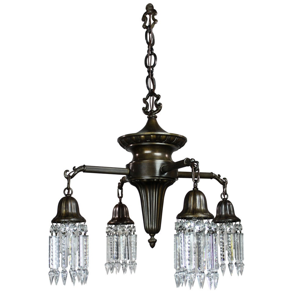 Early American Sheffield Spindle Light Fixture (4-Light) For Sale