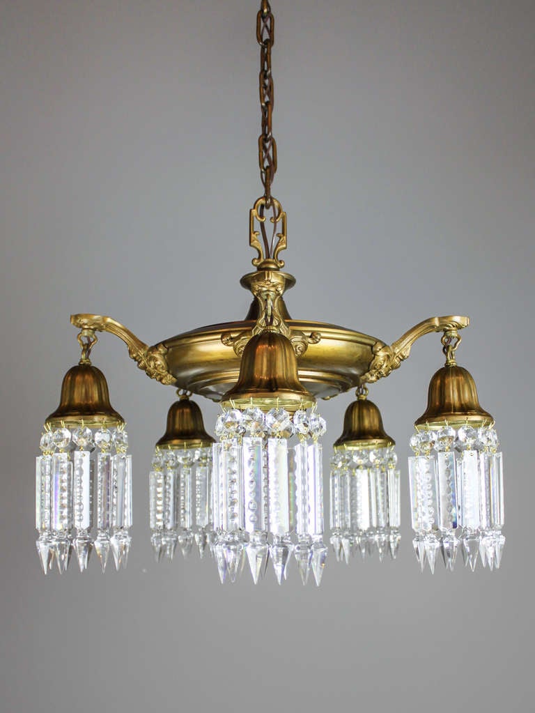 Arts and Crafts Antique American Pan Light Fixture (5-Light)