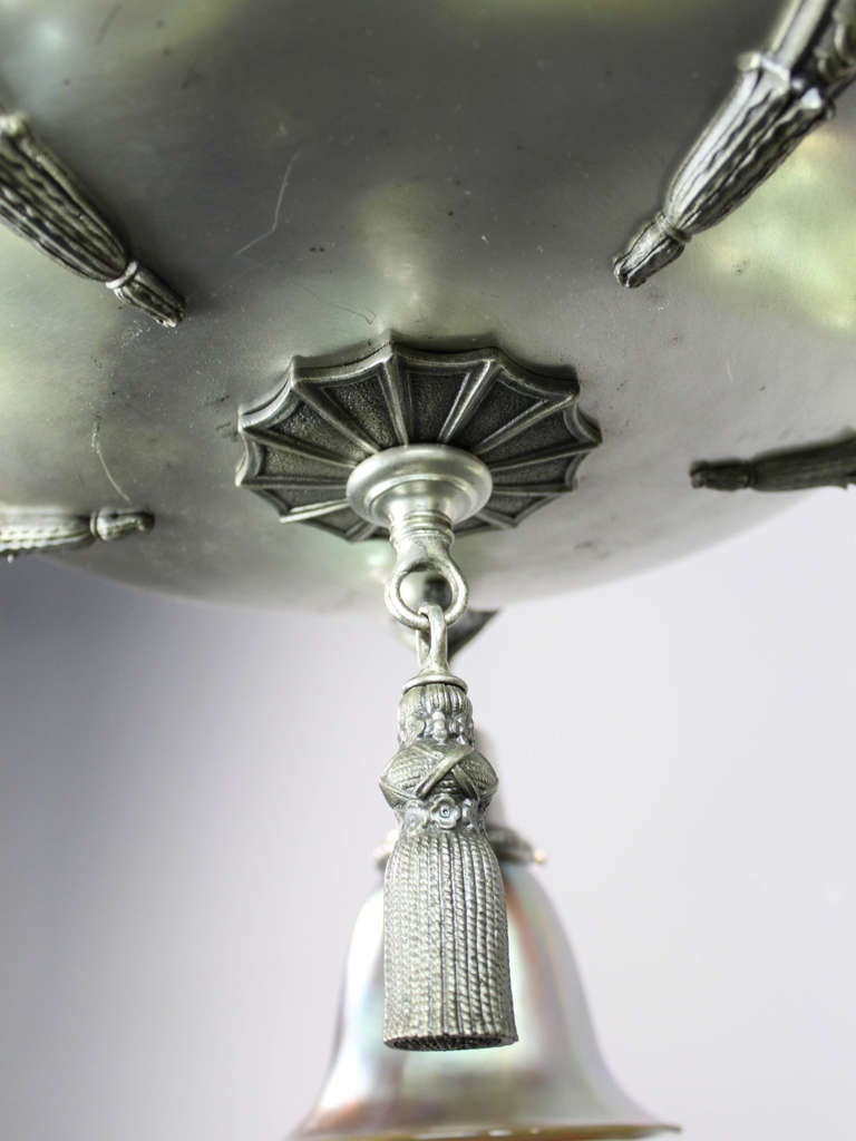 20th Century Antique Pan Light Fixture with Original Silver Finish (5-Light) For Sale