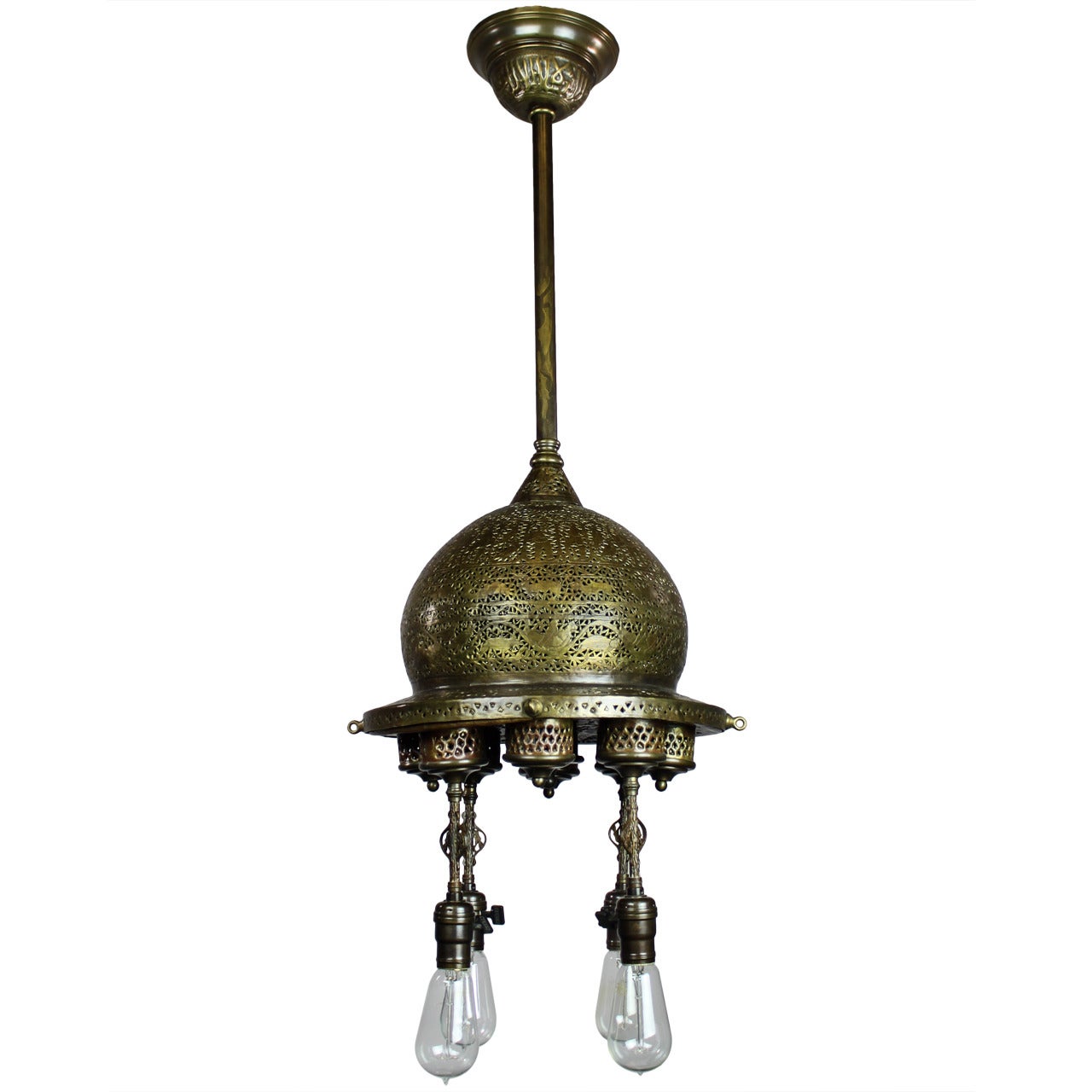 Oxley, Giddings & Enos Arabic Revival Light Fixture (4-light) For Sale