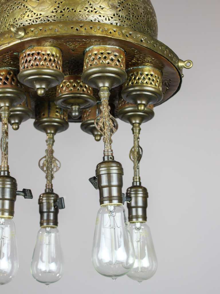 Islamic Oxley, Giddings & Enos Arabic Revival Light Fixture (4-light) For Sale