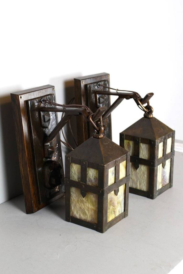 American Pair of Sears, Roebuck & Co. (Chicago & Philadelphia) Monk Lantern Sconces