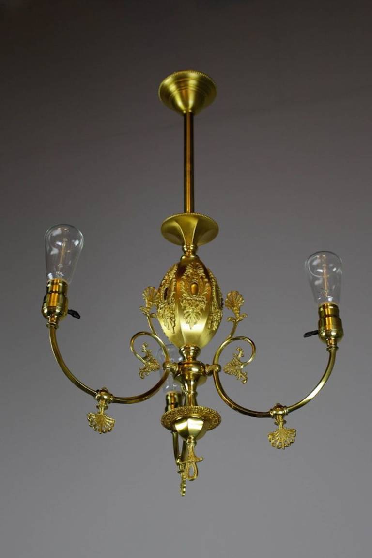 20th Century Decorative Victorian Converted Gas Fixture by R. Williamson & Co.  (3-Light) For Sale