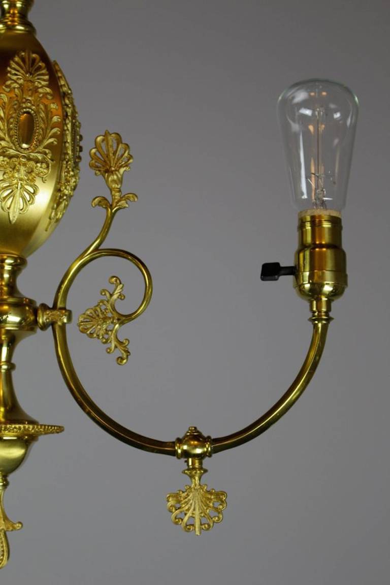 Decorative Victorian Converted Gas Fixture by R. Williamson & Co.  (3-Light) For Sale 3