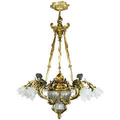 French Cherub Rococo Figural Chandelier (7-Light)