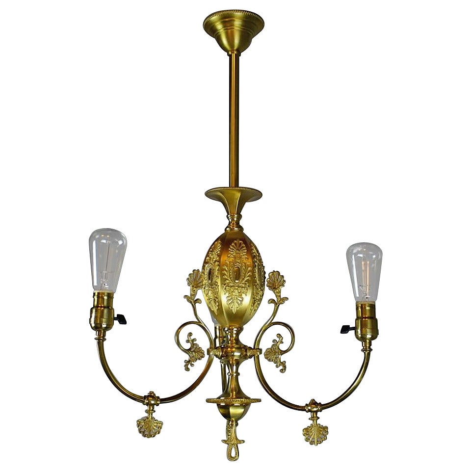Decorative Victorian Converted Gas Fixture by R. Williamson & Co.  (3-Light) For Sale