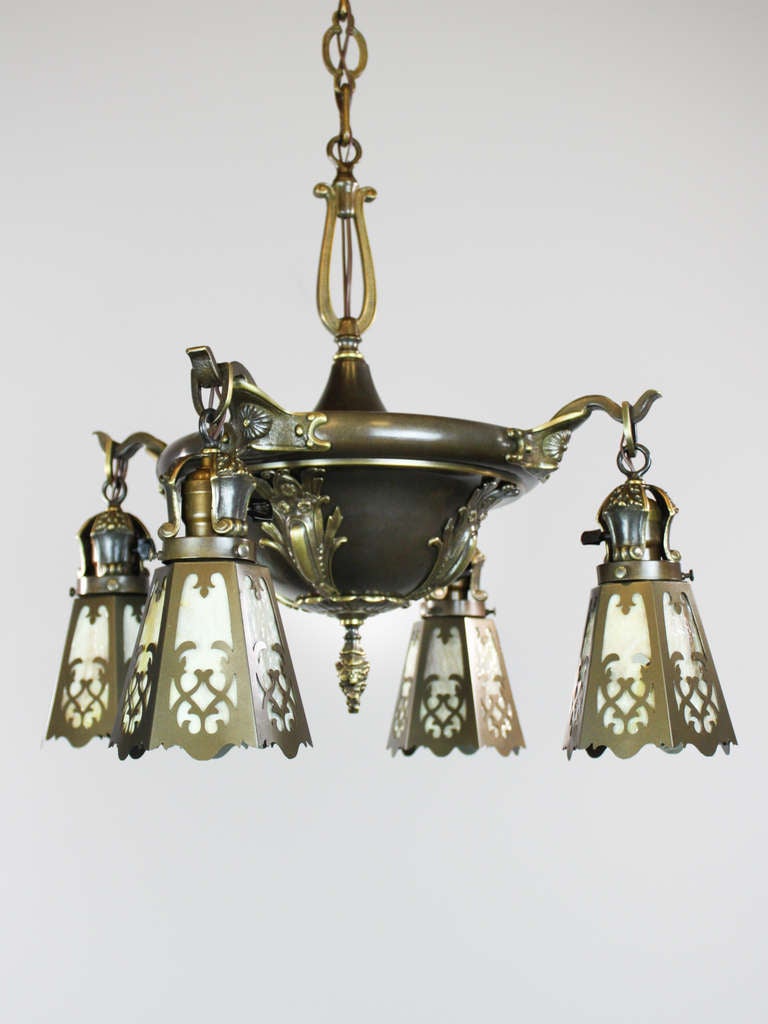 Antique Colonial Revival Pan Light Fixture (4-Light)
