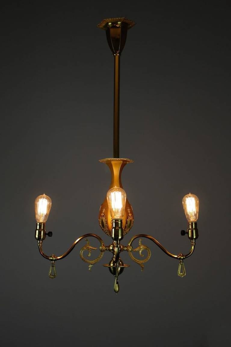 American Decorative Victorian Brass Fixture by R. Williamson & Co. (4-Light) For Sale