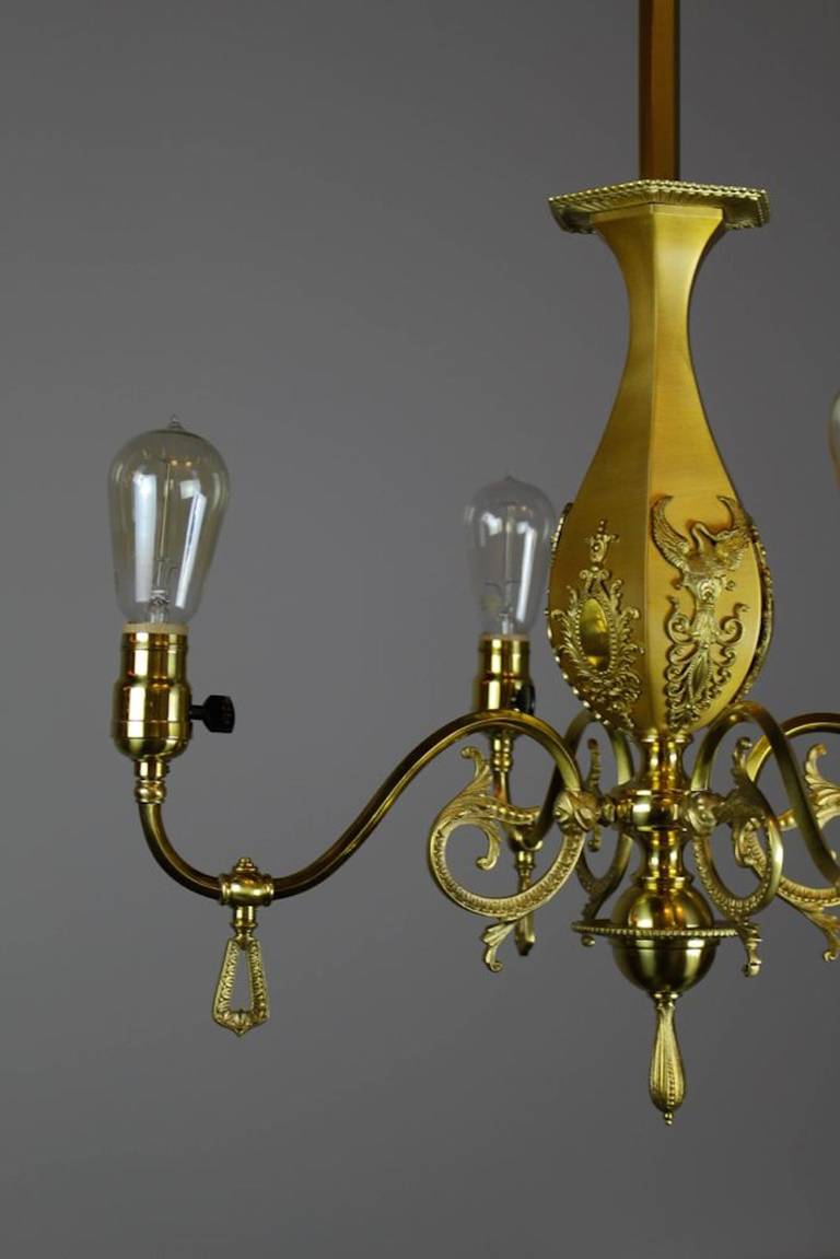 Decorative Victorian Brass Fixture by R. Williamson & Co. (4-Light) For Sale 1