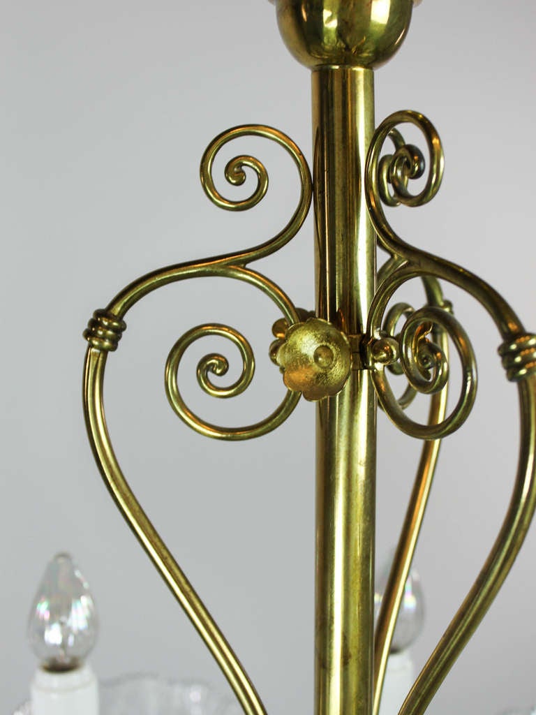 Victorian Gas, Electric Brass Chandelier, Twelve-Light For Sale 3