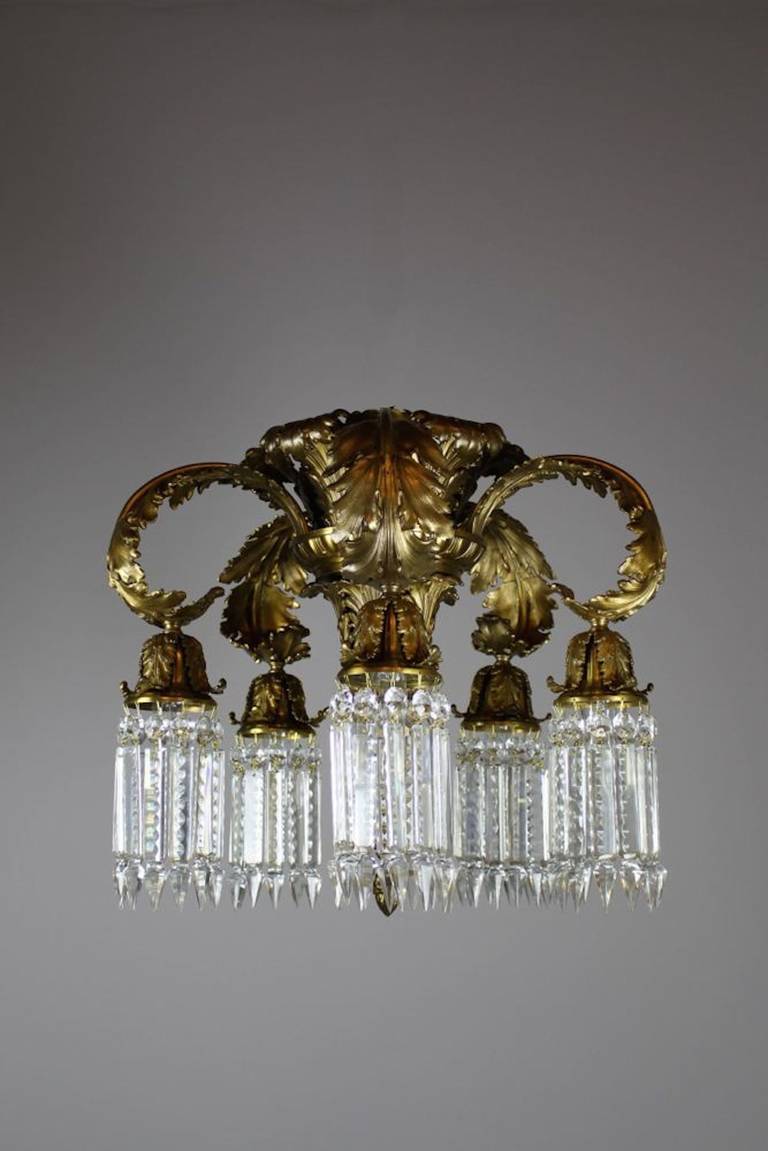 Louis XVI Crystal Flush-mount Chandelier (5-Light)