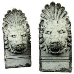 Pair of Terra Cotta Architectural Lion Heads