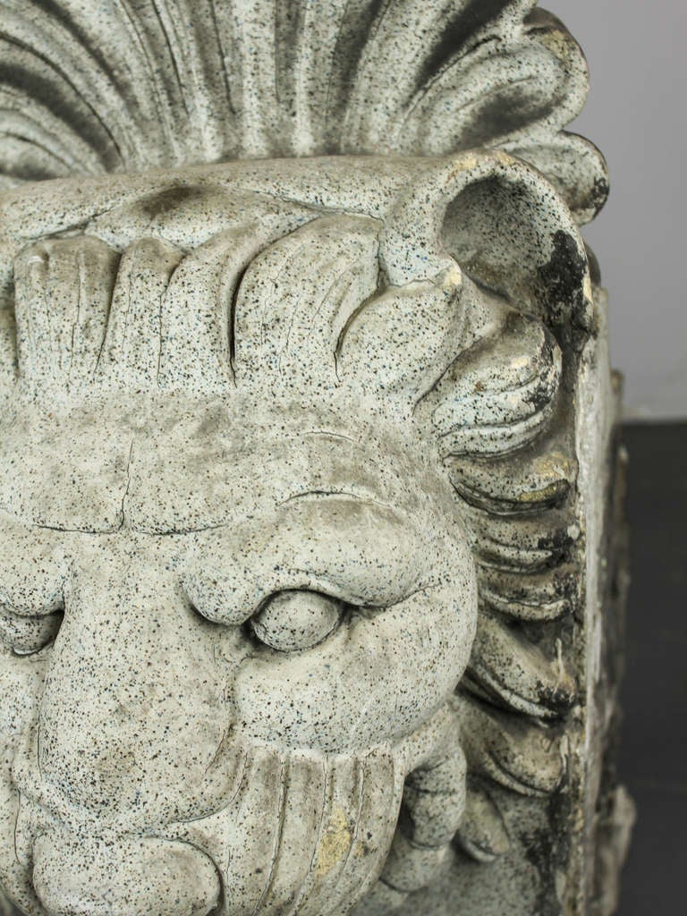 20th Century Pair of Terra Cotta Architectural Lion Heads For Sale