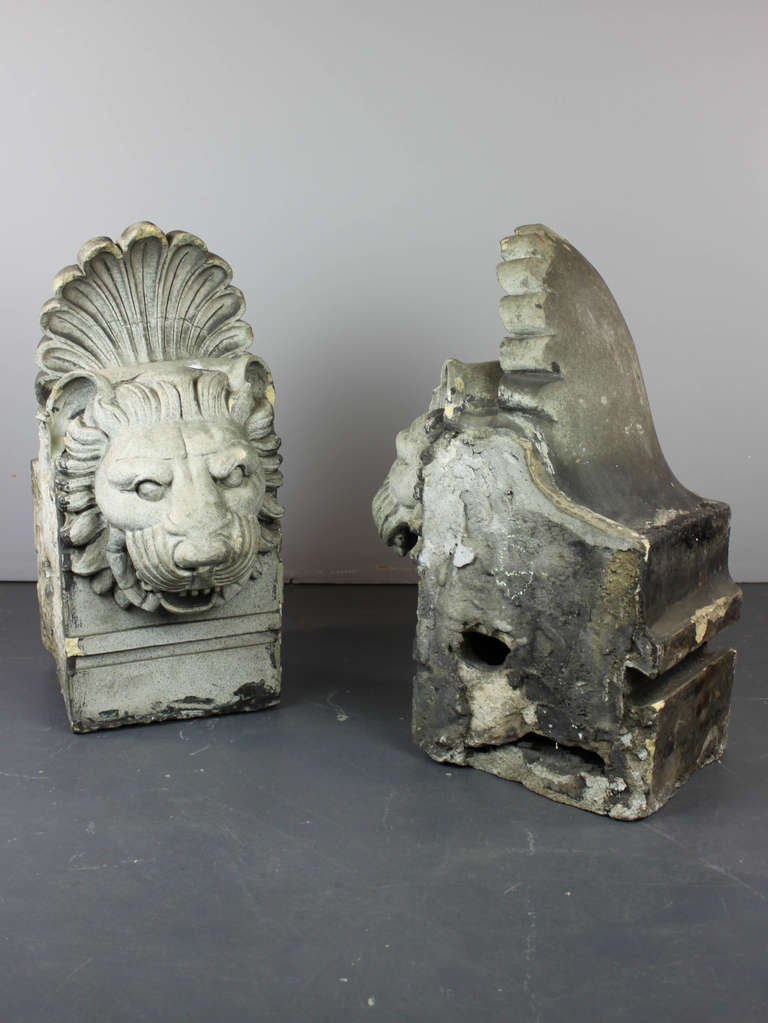 Pair of Terra Cotta Architectural Lion Heads For Sale 2
