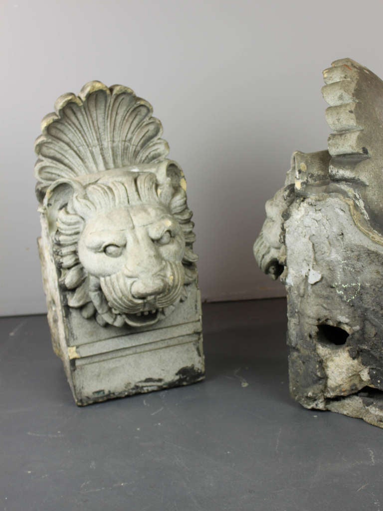 Pair of Terra Cotta Architectural Lion Heads For Sale 4
