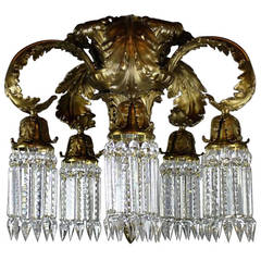 Antique Louis XVI Crystal Flush-mount Chandelier (5-Light)