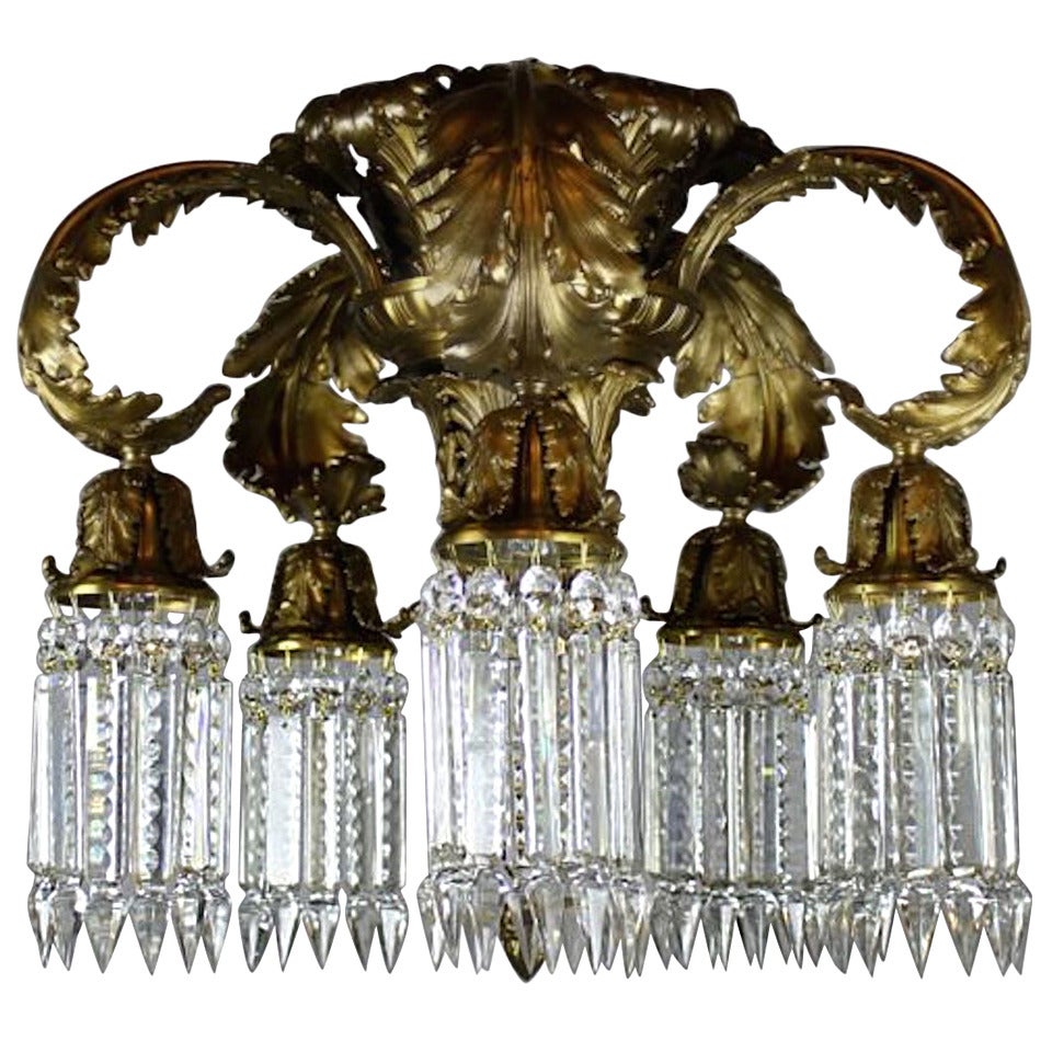 Louis XVI Crystal Flush-mount Chandelier (5-Light) For Sale