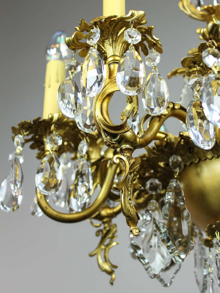 Gold-Plated Rococo Converted Gas Chandelier, Ten-Light For Sale 2