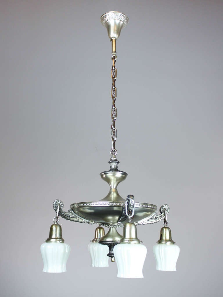 Arts and Crafts Original Silver-Plated Pan Light, Four-Light For Sale