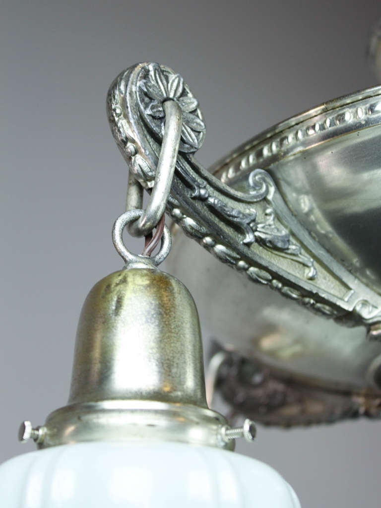 Original Silver-Plated Pan Light, Four-Light In Excellent Condition For Sale In Vancouver, BC