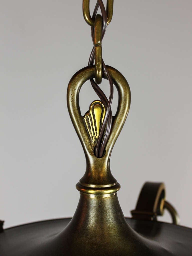 Edwardian Crystal Brass Pan Light Fixture (5-Light) 2