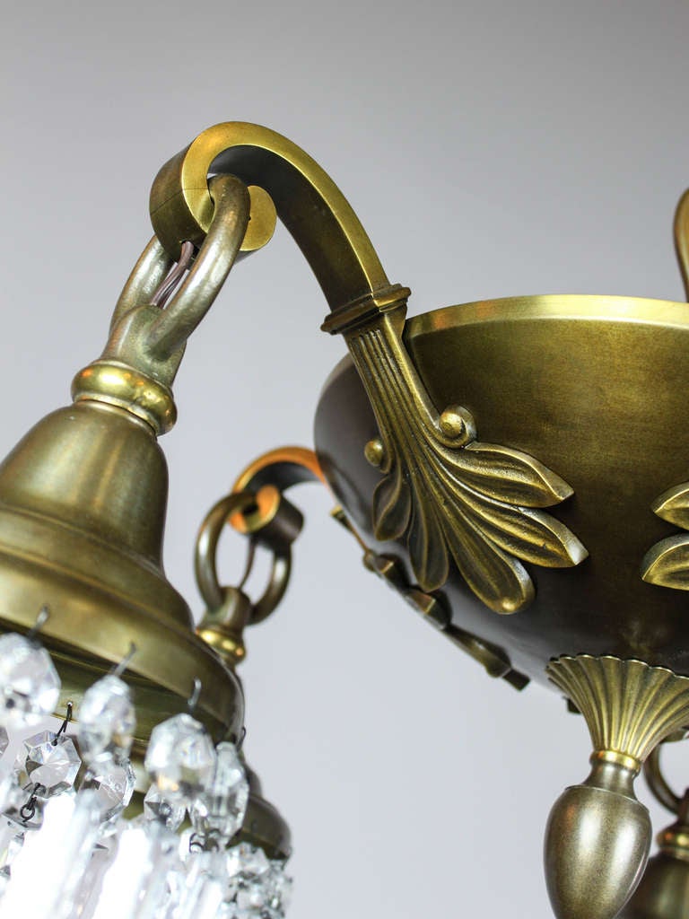 Edwardian Crystal Brass Pan Light Fixture (5-Light) 4