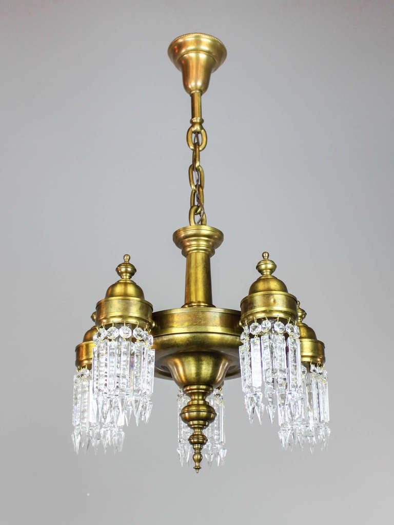 Arts and Crafts Crystal Light Fixture (5Light) at 1stdibs
